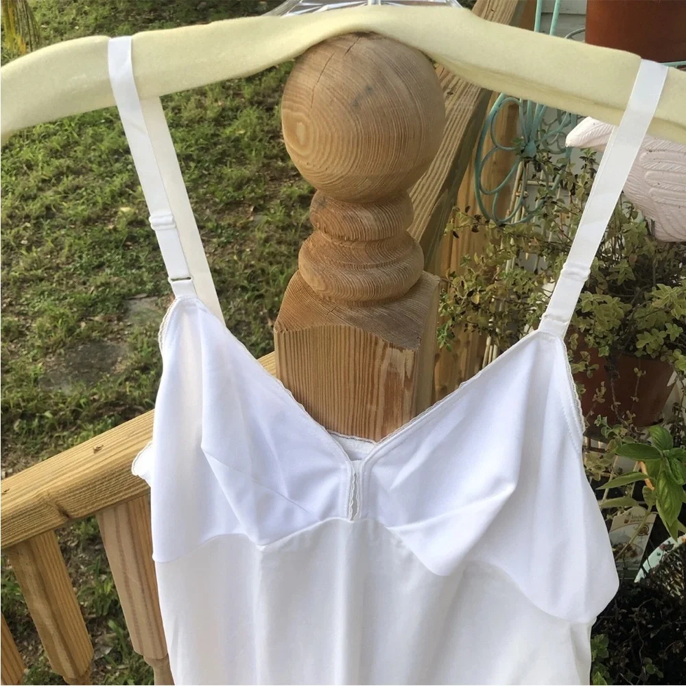 Sears Lingerie Nylon Slinky Lace Full Slip L 38 Off White Womens Vintage 70s 80s - Picture 2 of 8